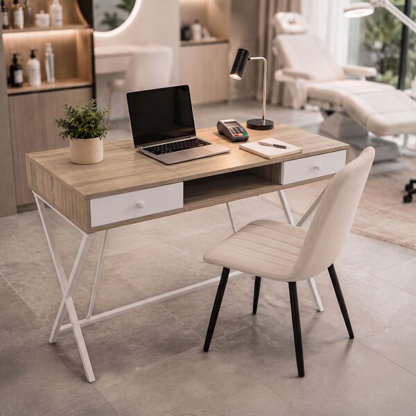 Ak furniture Písací stôl Crossline 120 cm biely/dub Sonoma