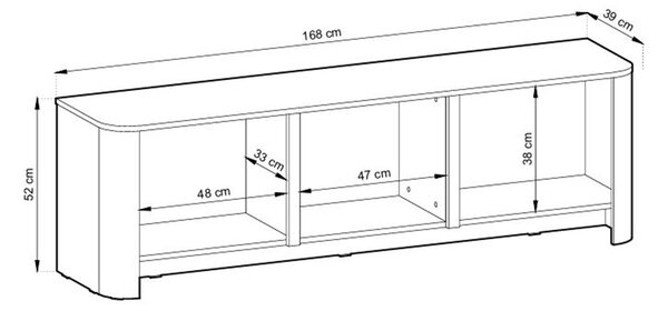 TV stolík Sorrenti 168 cm - kašmírová / zlatá