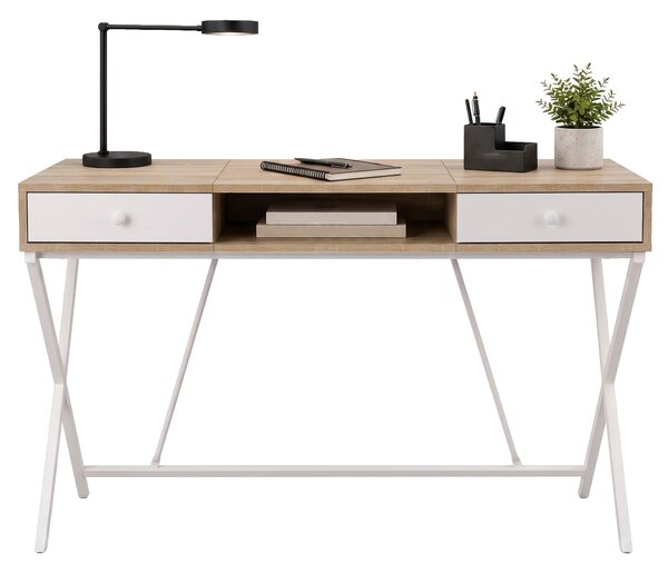 Ak furniture Písací stôl Crossline 120 cm biely/dub Sonoma