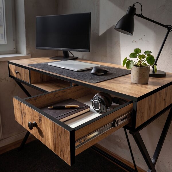 Ak furniture Písací stôl Crossline 120 cm čierny/dub Craft