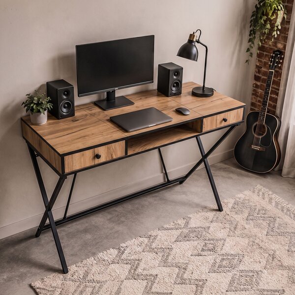 Ak furniture Písací stôl Crossline 120 cm čierny/dub Craft