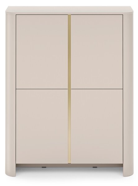Vysoká komoda Sorrenti 103 cm - kašmírová / zlatá