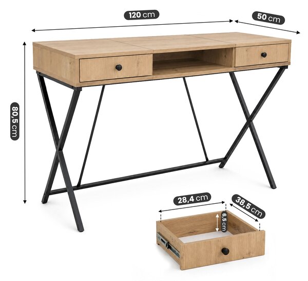 Ak furniture Písací stôl Crossline 120 cm čierny/dub Artisan