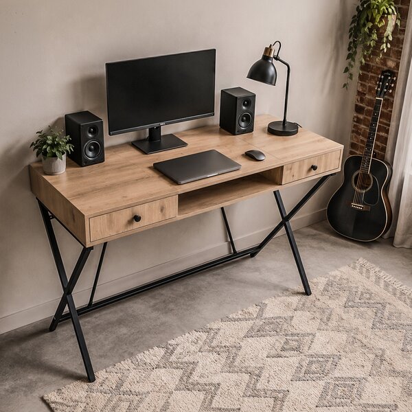 Ak furniture Písací stôl Crossline 120 cm čierny/dub Artisan
