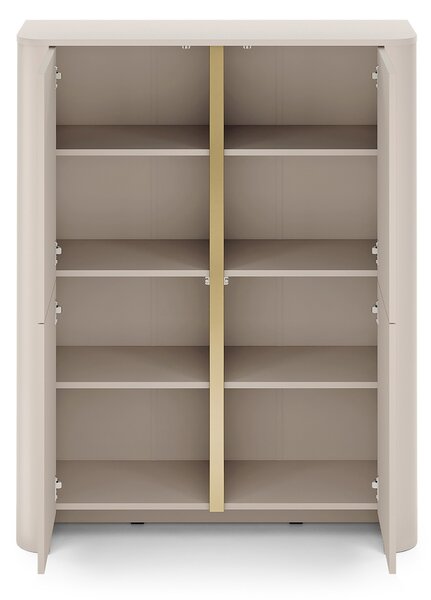 Vysoká komoda Sorrenti 103 cm - kašmírová / zlatá