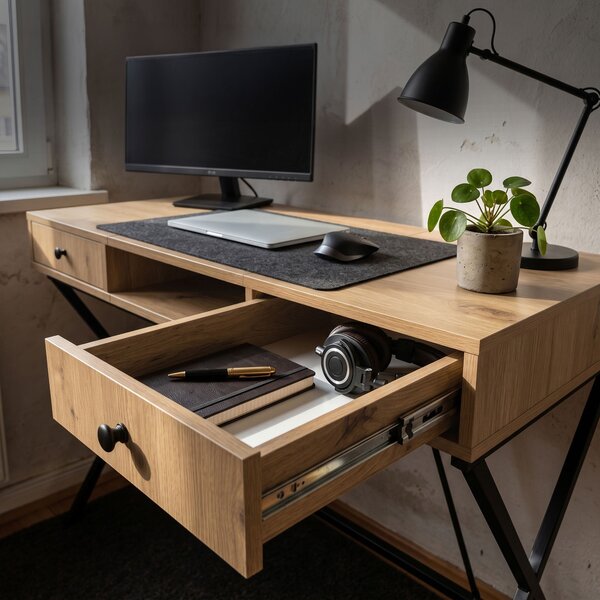 Ak furniture Písací stôl Crossline 120 cm čierny/dub Artisan