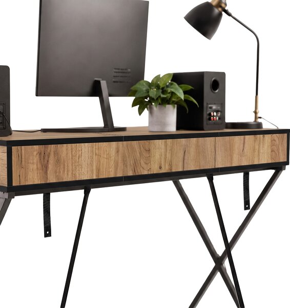 Ak furniture Písací stôl Crossline 120 cm čierny/dub Craft