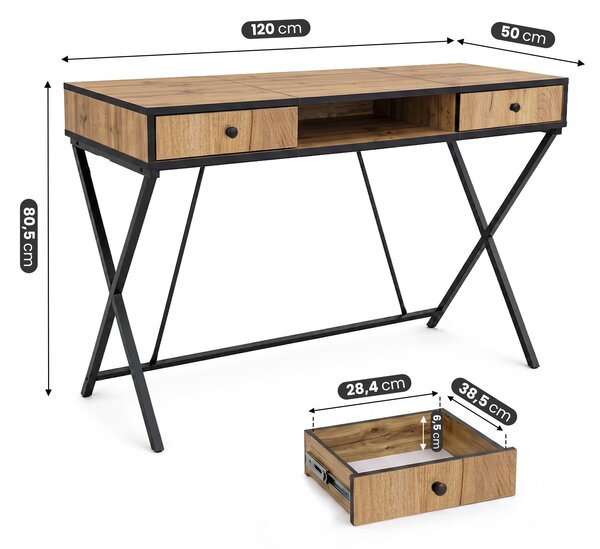 Ak furniture Písací stôl Crossline 120 cm čierny/dub Craft