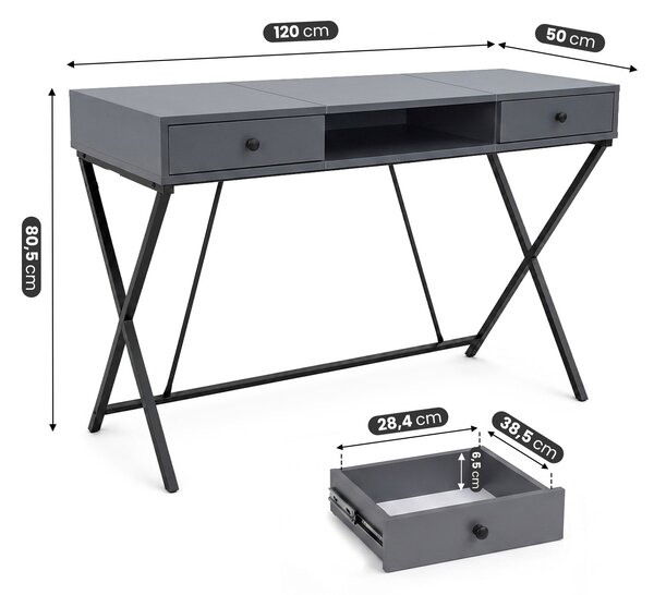 Ak furniture Písací stôl Crossline 120 cm čierny/grafit