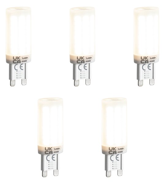 Sada 5 stmievateľných LED žiaroviek G9 s 3-stupňovým stmievaním, opálové, 4,5 W, 500 lm, 4000 K