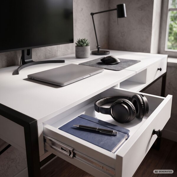 Ak furniture Písací stôl Elonis 123 cm biely/čierny