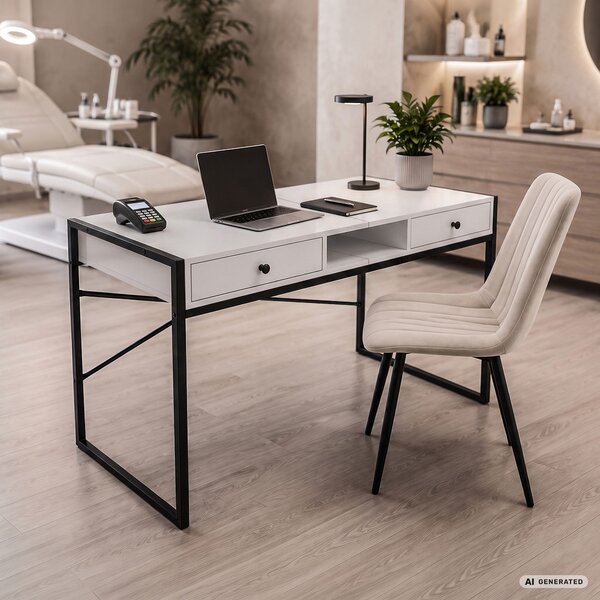 Ak furniture Písací stôl Elonis 123 cm biely/čierny
