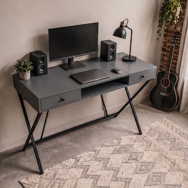 Ak furniture Písací stôl Crossline 120 cm čierny/grafit