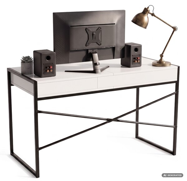 Ak furniture Písací stôl Elonis 123 cm biely/čierny