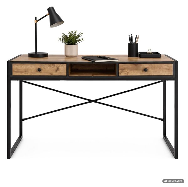 Ak furniture Písací stôl Elonis 123 cm dub Craft/čierny