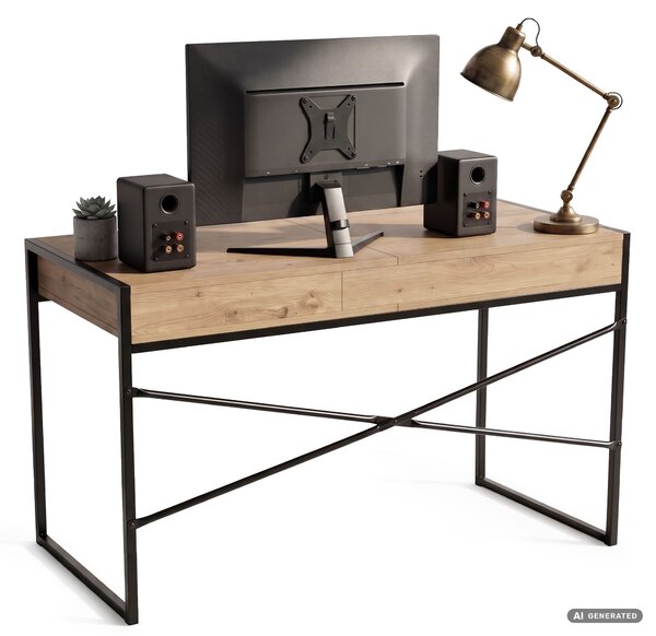 Ak furniture Písací stôl Elonis 123 cm dub Artisan/čierny