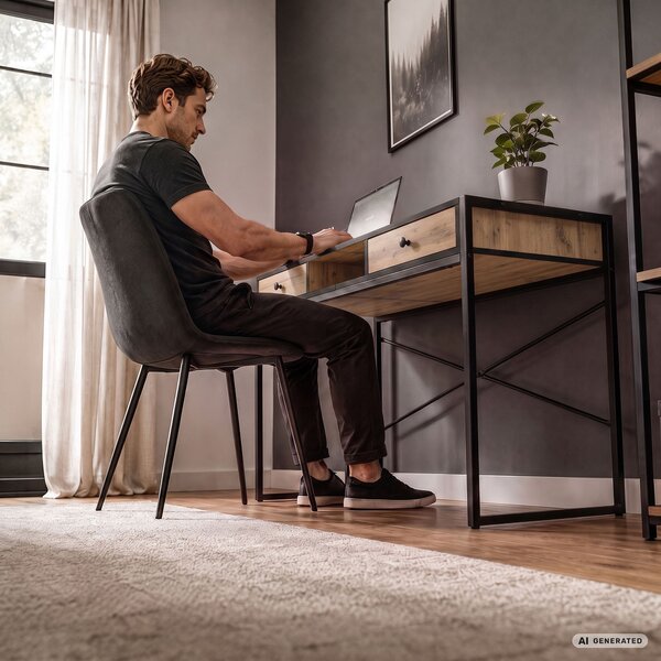 Ak furniture Písací stôl Elonis 123 cm dub Craft/čierny