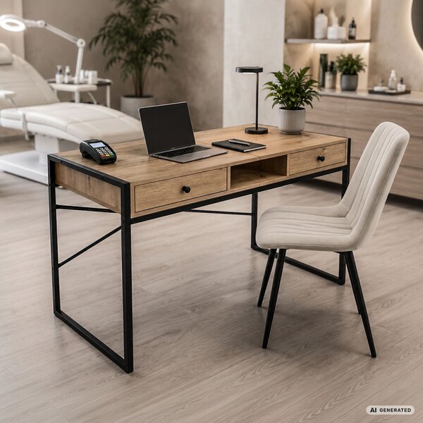 Ak furniture Písací stôl Elonis 123 cm dub Artisan/čierny