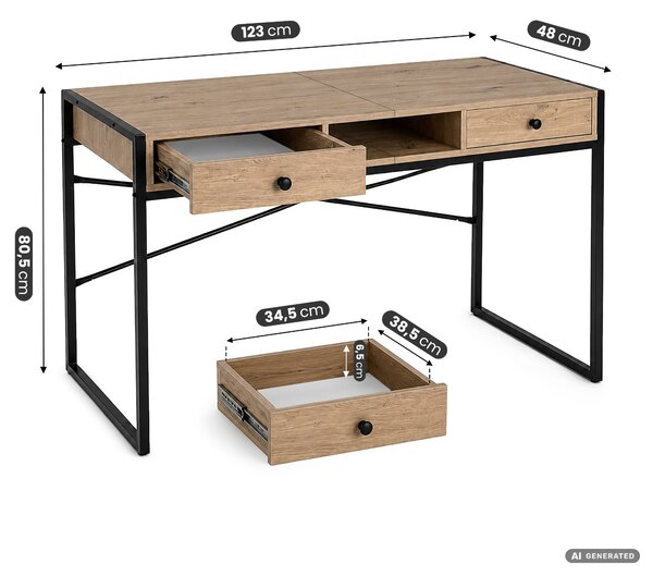 Ak furniture Písací stôl Elonis 123 cm dub Artisan/čierny