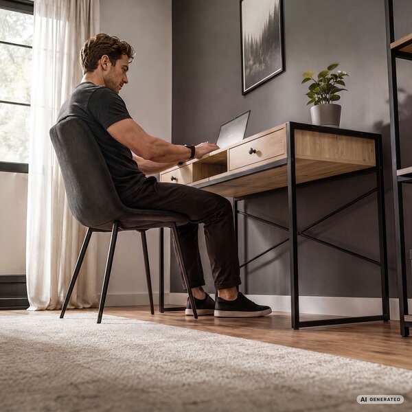 Ak furniture Písací stôl Elonis 123 cm dub Artisan/čierny