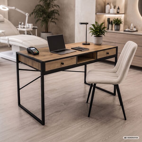Ak furniture Písací stôl Elonis 123 cm dub Craft/čierny