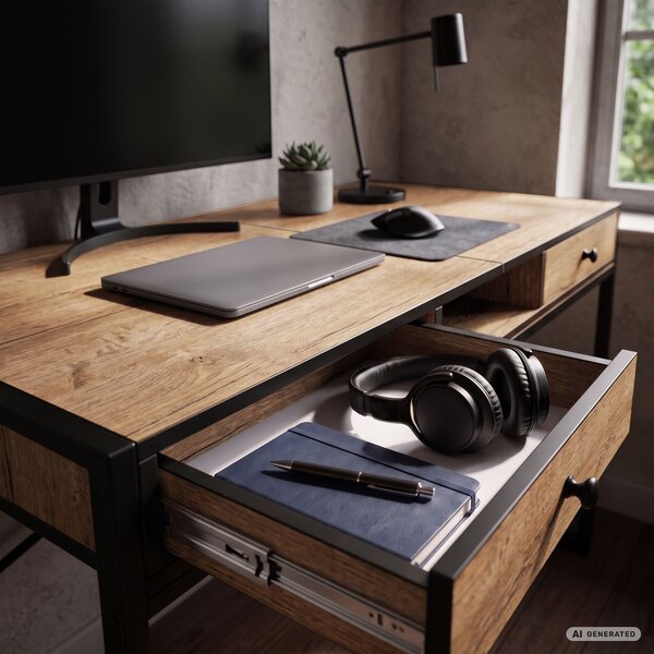 Ak furniture Písací stôl Elonis 123 cm dub Craft/čierny
