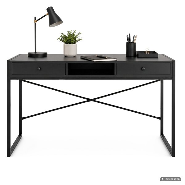 Ak furniture Písací stôl Elonis 123 cm čierny