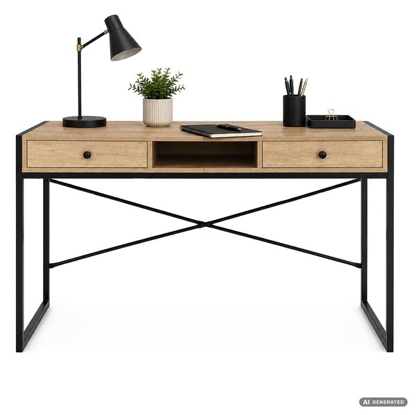 Ak furniture Písací stôl Elonis 123 cm dub Artisan/čierny