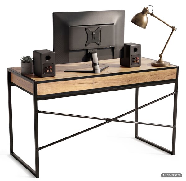 Ak furniture Písací stôl Elonis 123 cm dub Craft/čierny