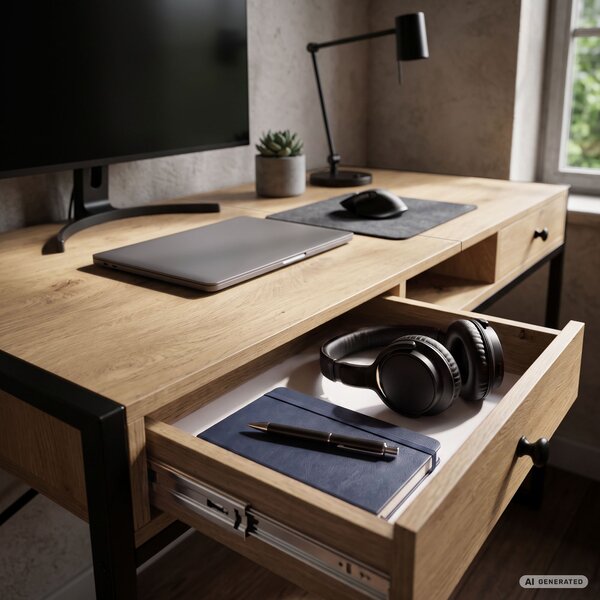 Ak furniture Písací stôl Elonis 123 cm dub Artisan/čierny
