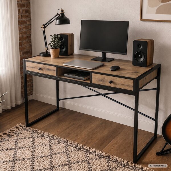 Ak furniture Písací stôl Elonis 123 cm dub Craft/čierny