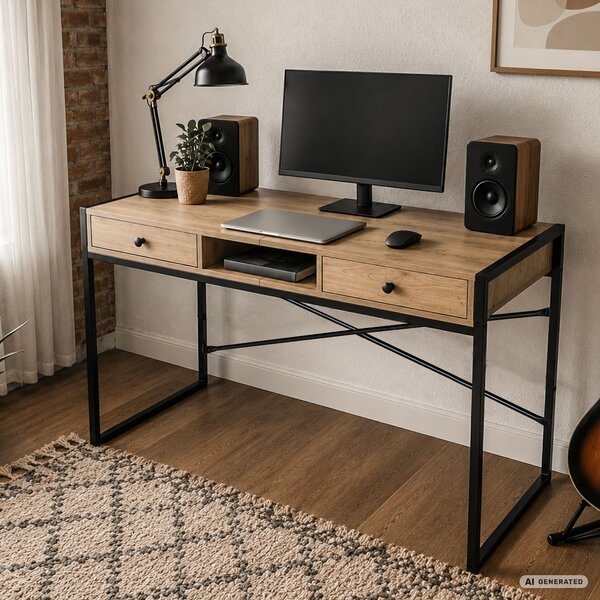 Ak furniture Písací stôl Elonis 123 cm dub Artisan/čierny