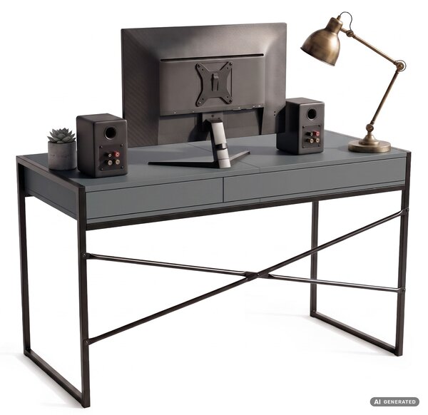 Ak furniture Písací stôl Elonis 123 cm grafit/čierny