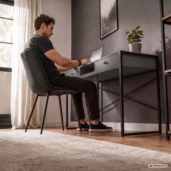 Ak furniture Písací stôl Elonis 123 cm grafit/čierny