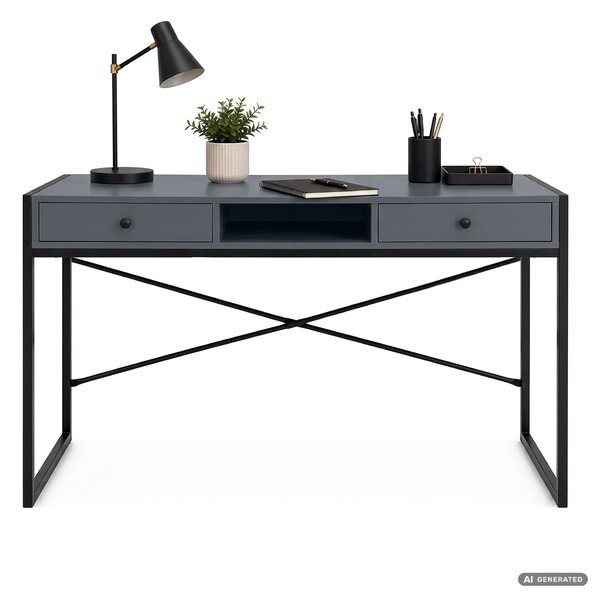Ak furniture Písací stôl Elonis 123 cm grafit/čierny