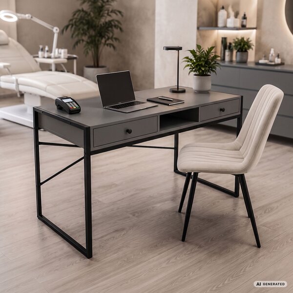 Ak furniture Písací stôl Elonis 123 cm grafit/čierny