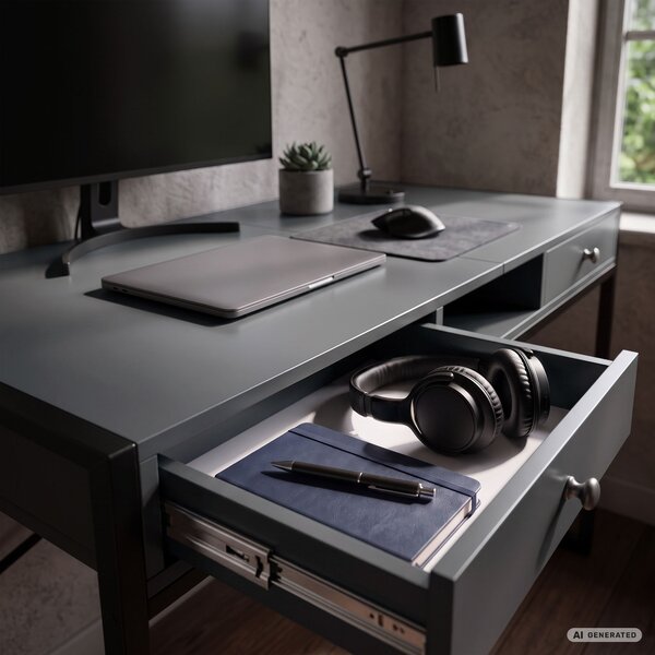 Ak furniture Písací stôl Elonis 123 cm grafit/čierny