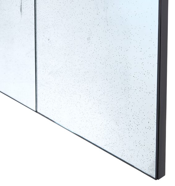 Nástenné zrkadlo čierny rám sklo so starožitným efektom dekoratívne zrkadlové sklenené panely industriálny štýl