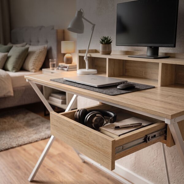 Ak furniture Písací stôl Flexo 100 cm dub Sonoma/biely