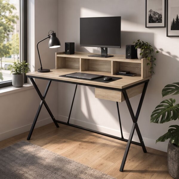Ak furniture Písací stôl Flexo 100 cm dub Sonoma/čierny