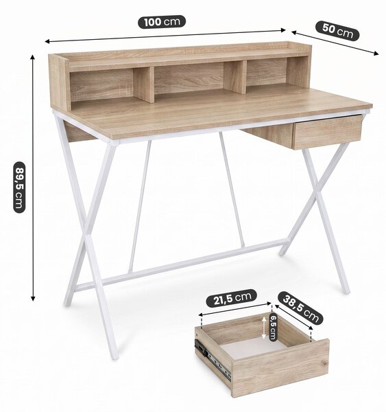 Ak furniture Písací stôl Flexo 100 cm dub Sonoma/biely