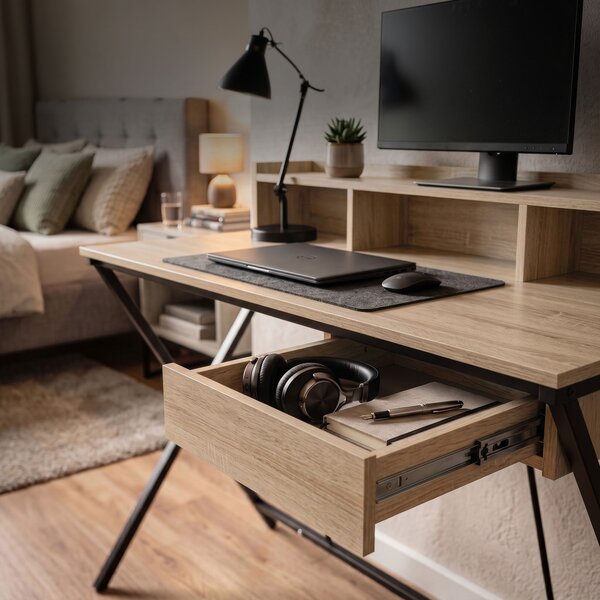 Ak furniture Písací stôl Flexo 100 cm dub Sonoma/čierny