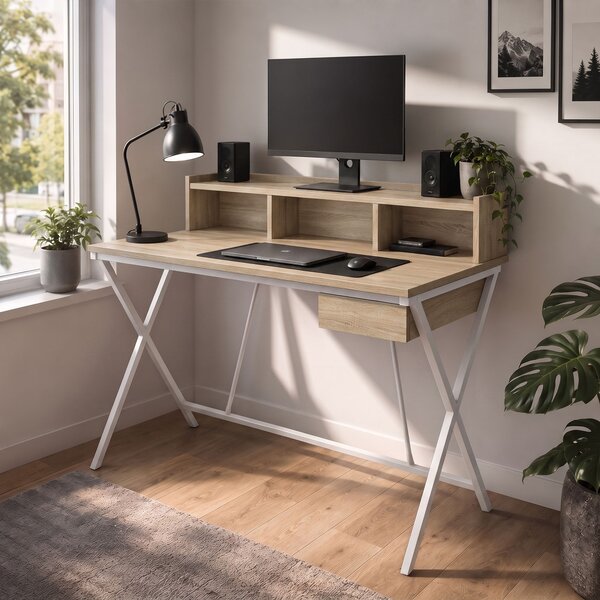Ak furniture Písací stôl Flexo 100 cm dub Sonoma/biely