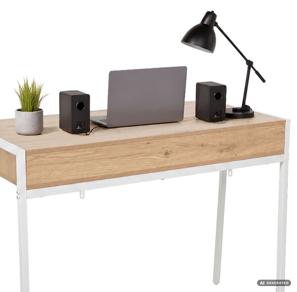 Ak furniture Písací stôl Zentia 100 cm biely/dub Artisan