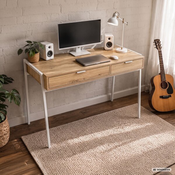 Ak furniture Písací stôl Zentia 100 cm biely/dub Artisan