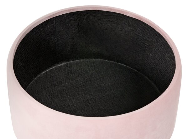 Taburet s úložným priestorom ružový zamat 42 x 42 x 44 cm zlaté kovové nohy čalúnený podnožka glamour moderný štýl obývačka