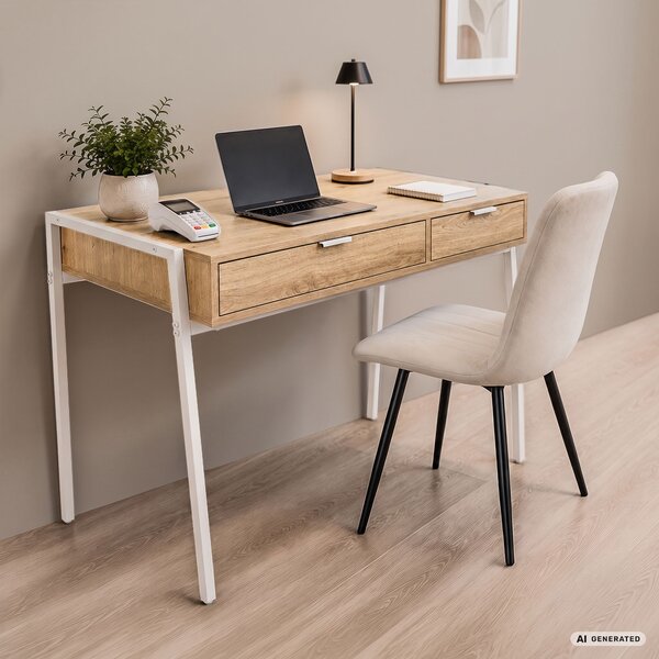 Ak furniture Písací stôl Zentia 100 cm biely/dub Artisan