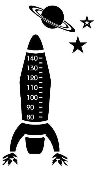 Raketa - detský nástenný meter svetlá zelená