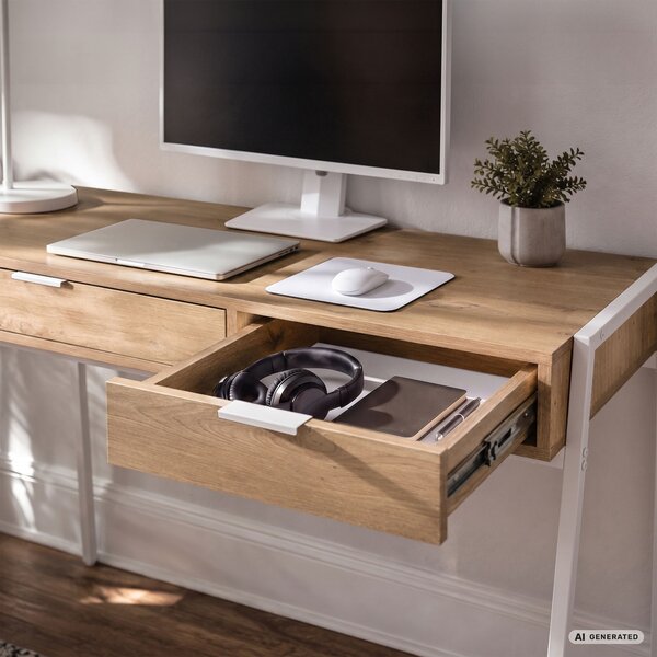Ak furniture Písací stôl Zentia 100 cm biely/dub Artisan