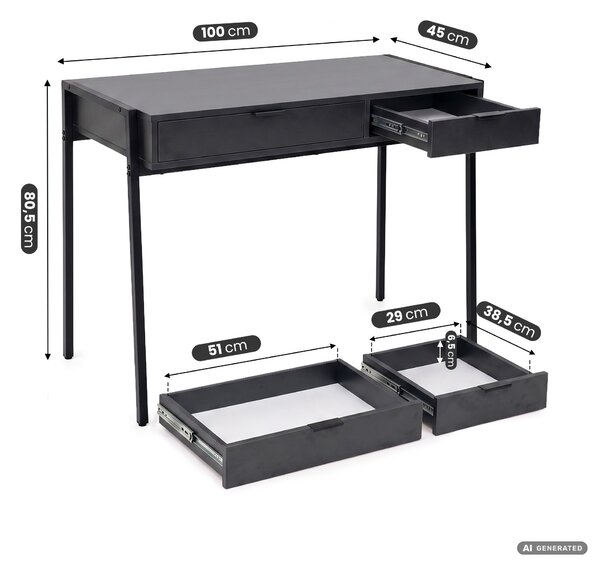 Ak furniture Písací stôl Zentia 100 cm čierny